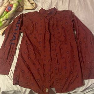 mens Maroon ariat long sleeve XS